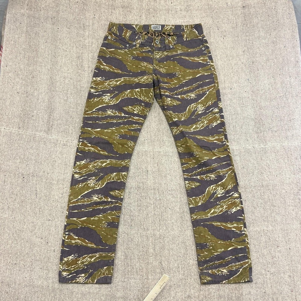 Naked & Famous Weird Guy Camouflage Jeans Mens 32x32 Green